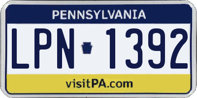 PA license plate LPN1392