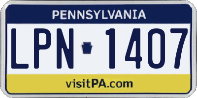PA license plate LPN1407