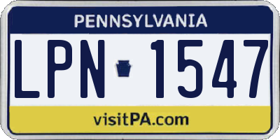 PA license plate LPN1547