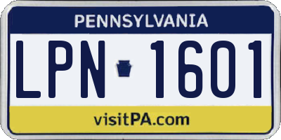 PA license plate LPN1601