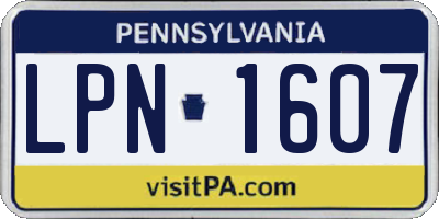 PA license plate LPN1607