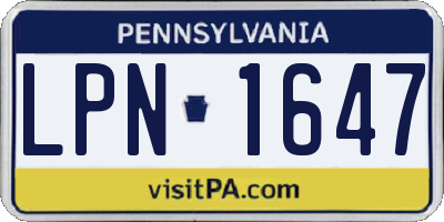 PA license plate LPN1647