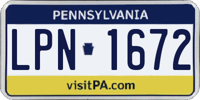 PA license plate LPN1672