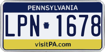 PA license plate LPN1678