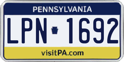 PA license plate LPN1692