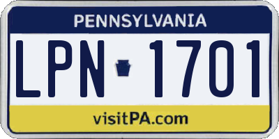 PA license plate LPN1701