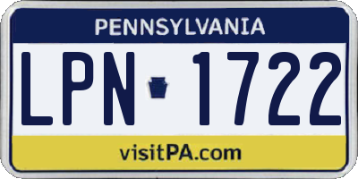 PA license plate LPN1722