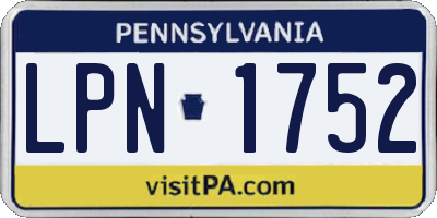 PA license plate LPN1752