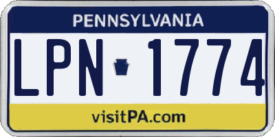 PA license plate LPN1774
