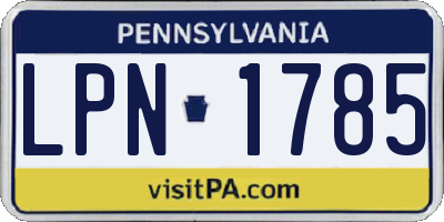 PA license plate LPN1785