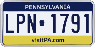 PA license plate LPN1791