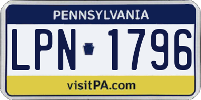 PA license plate LPN1796