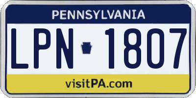 PA license plate LPN1807