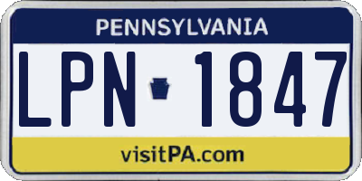 PA license plate LPN1847