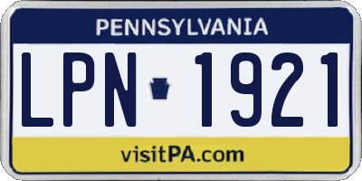 PA license plate LPN1921