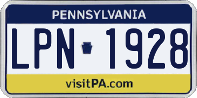 PA license plate LPN1928