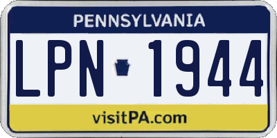PA license plate LPN1944