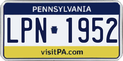 PA license plate LPN1952