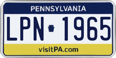 PA license plate LPN1965
