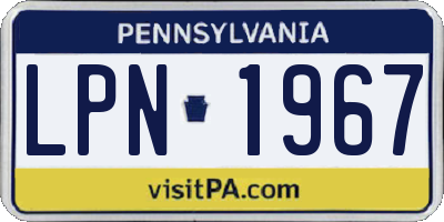 PA license plate LPN1967