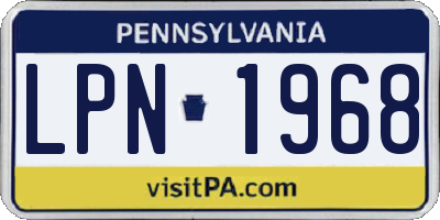PA license plate LPN1968