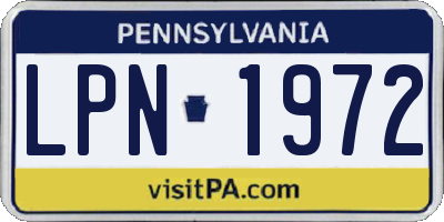 PA license plate LPN1972