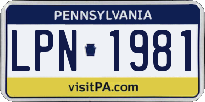 PA license plate LPN1981