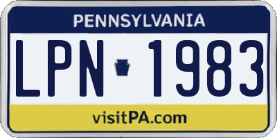 PA license plate LPN1983