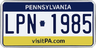 PA license plate LPN1985