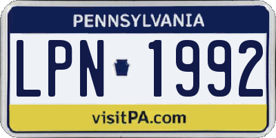 PA license plate LPN1992