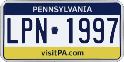 PA license plate LPN1997