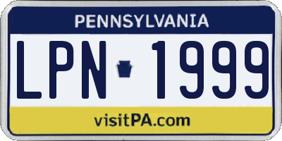 PA license plate LPN1999