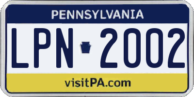 PA license plate LPN2002