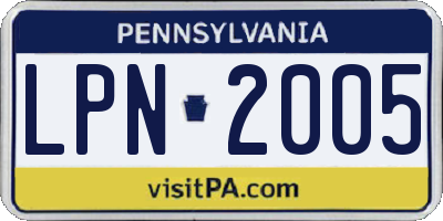 PA license plate LPN2005