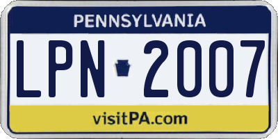 PA license plate LPN2007
