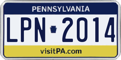 PA license plate LPN2014
