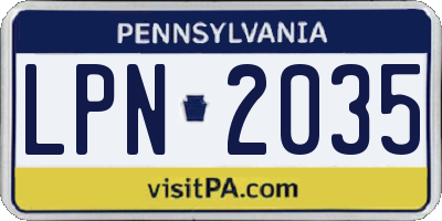 PA license plate LPN2035