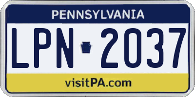 PA license plate LPN2037