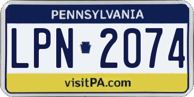 PA license plate LPN2074