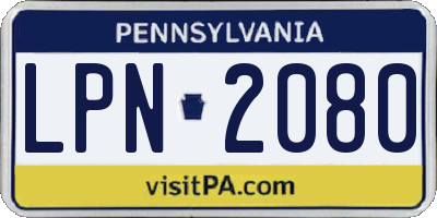 PA license plate LPN2080