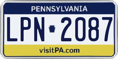 PA license plate LPN2087