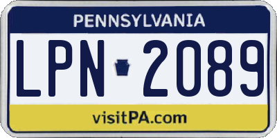 PA license plate LPN2089