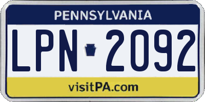 PA license plate LPN2092
