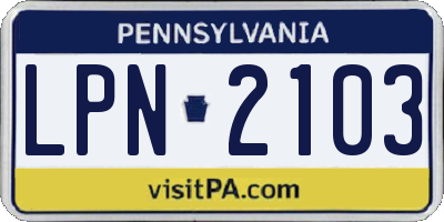 PA license plate LPN2103
