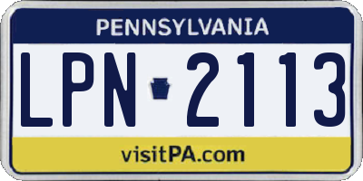 PA license plate LPN2113