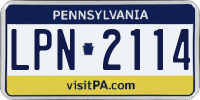 PA license plate LPN2114