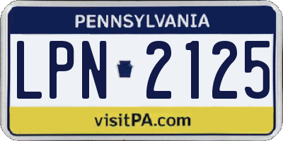 PA license plate LPN2125