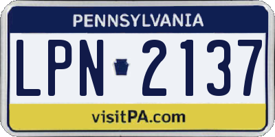 PA license plate LPN2137