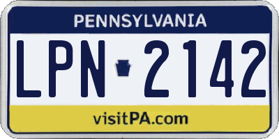 PA license plate LPN2142
