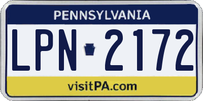 PA license plate LPN2172
